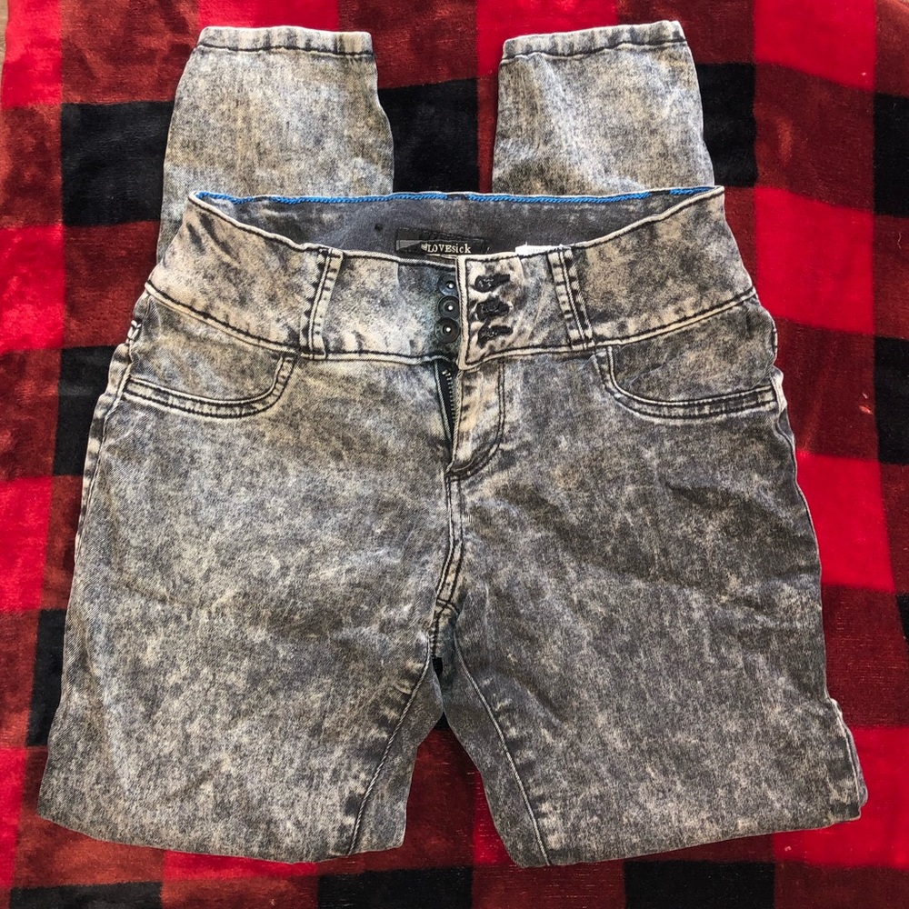 (Black) “Acid Wash” Skinny Jeans